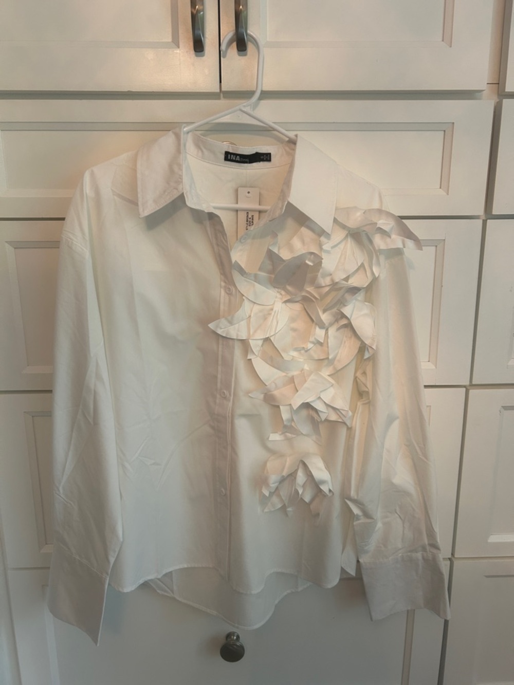 INA brand White Floral Appliqué Blouse